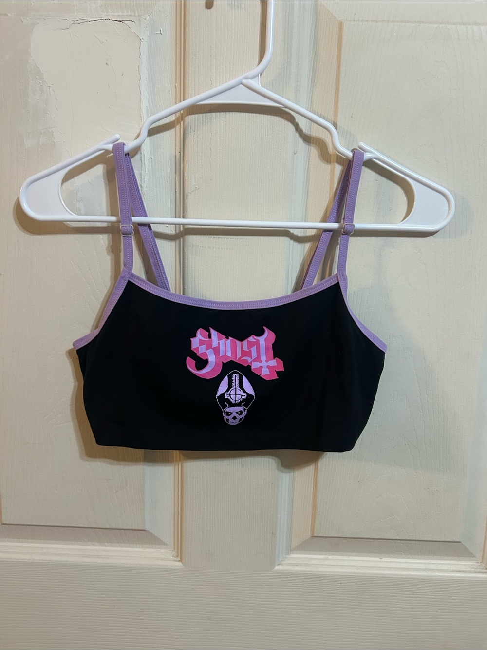Hot Topic Ghost Band Black Crop Tank